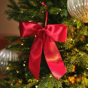Julrosett satin med snöre röd 22 cm