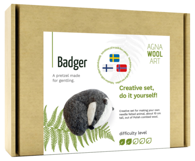 Agna Wool Art Kit filtad ull, grävling, 10 cm