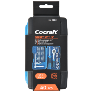 Cocraft pipenøkkelsett 1/4 tomme, 40 deler