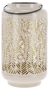 Solcellslykta metall, beige och guld, utomhus, 25 cm