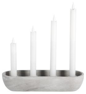 Adventsljusstake levande ljus grå, 30 x 10 cm