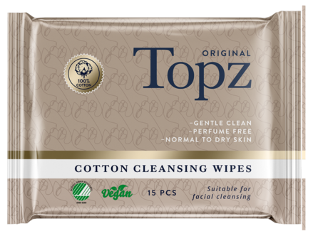 Topz Beauty rengöringsservetter för ansikte, 15-pack