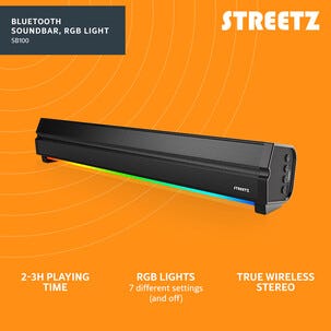 Streetz SB100 lydplanke med Bluetooth og RGB, oppladbar