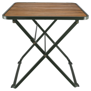 Ulkokalusteryhmä, pöytä ja 2 tuolia, vihreä metalli, puu