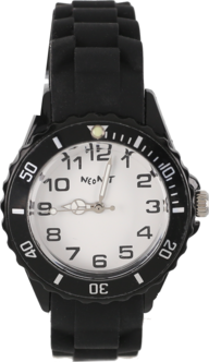 Analog barnklocka, svart armband