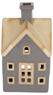 Lyshus i keramikk for telys, grått