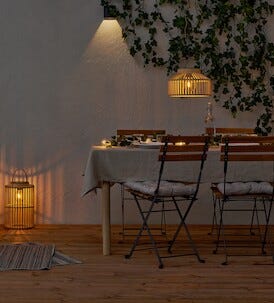 Hengende solcellelampe, bambus, Northlight