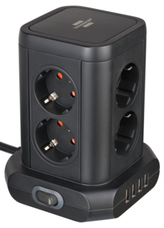 Brennenstuhl Socket Tower Jatkojohto, 8-osainen, 4 USB