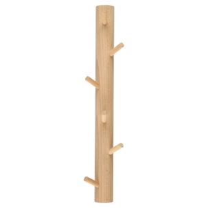 Naulakko seinään, pystysuunta, 6 koukkua, puu 48 cm