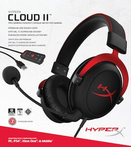 HyperX Cloud II Red gaming-headset 7.1 surroundljud
