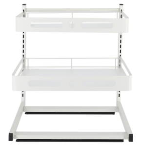 Uttrekkbar skaphylle, oppbevaring i 2 nivåer, hvit