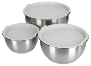 Rostfria skålar med lock, 3-pack