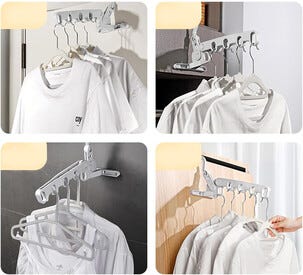 Vikbar klädhängare, hopfällbar resegalge, vit