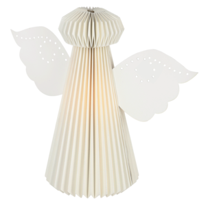 Dekorasjonsengel i hvitt papir, 35 cm