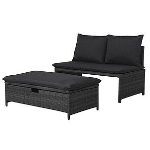 Pihakalusteet, sohva ja pöytä