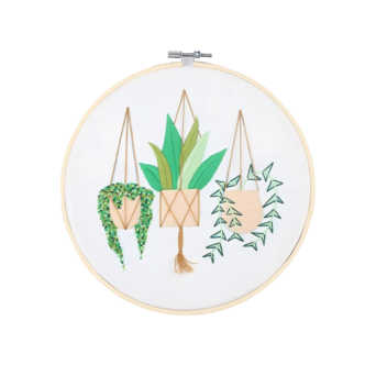 DIY-kit broderi Blomamplar, nybörjare, från 12 år