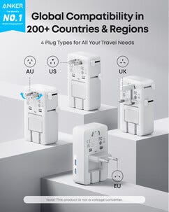 Anker Nano reiseadapter 20 W reiselader USB-C, 2 porter, hvit