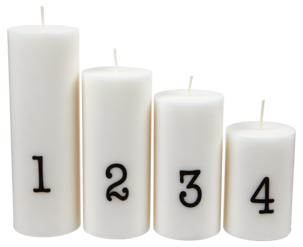 Blockljus Advent, 4-pack stearinljus med siffror