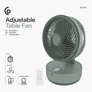 Pöytätuuletin ajastimella 24 cm, kokoontaitettava