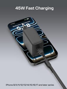 Lader USB-C 2 porter GaN PD, 45 W