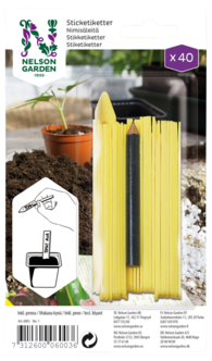 Nelson Garden plantetiketter med penna, 40-pack