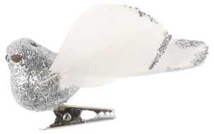 Dekorationsfåglar med clips, silver och guld, 6-pack