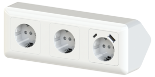 Cotech 3-vägs vägguttag för hörn, utanpåliggande med USB