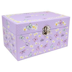 Smykkeskrin for barn med speil og perler, lilla