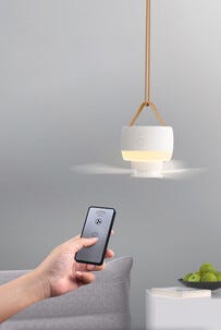 Portabel takfläkt med belysning, batteridriven