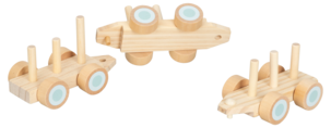 Leketog med klosser i tre, fra 18 måneder
