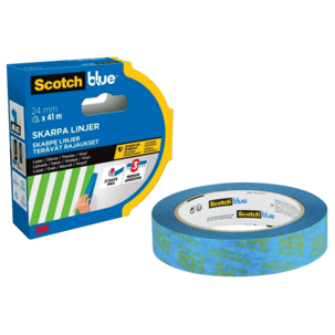 Scotch blå maskeringsteip for skarpe linjer, 24 mm x 41 m