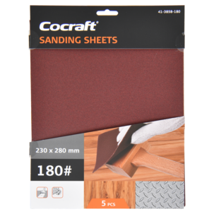 Cocraft sandpapir for tre og metall, 230 x 280 mm, 5-pakning