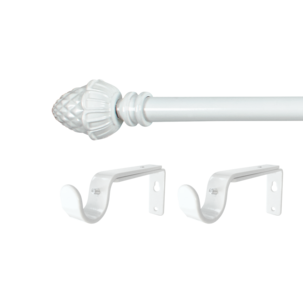 Gardinstang med endeknotter og veggfester, 120–210 cm