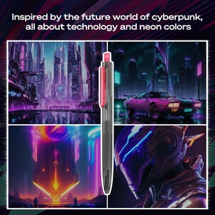 Writech cyberpunk gelpenna svart tyst klick, snabbtorkande