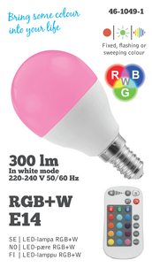 Himmennettävä LED-lamppu RGBW E14 3 W, kaukosäädin