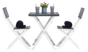 Utemöbler med bord och två stolar