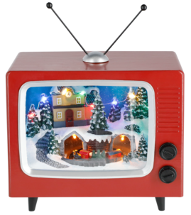 Juleby, tv med lys og musikk