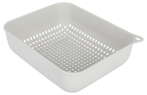 Durkslag av plast, set med 2 olika storlekar, vita