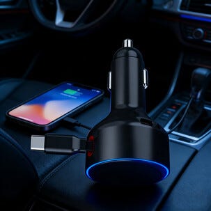 Billader 60 W USB-C med 70 cm uttrekkbar kabel