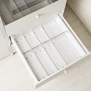 Laatikon jakaja, läpinäkyvä, korkeus 7,3 cm