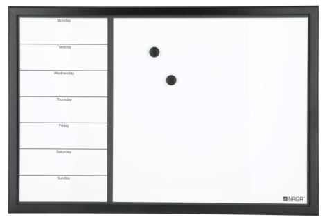 Whiteboard med veckoschema, svart ram 60 x 40 cm