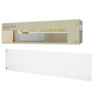 Mill panelelement med termostat, glas, vit
