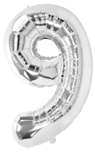 Stor sifferballong silver 82 cm, 0-9, 1-pack