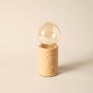 Deco bordslampa E27 metall med mörk träoptik, Northlight