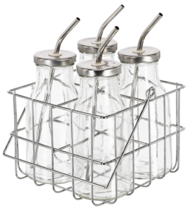 Lasipullot ja pillit, 4 kpl