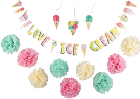 Festdekorasjoner med iskremtema