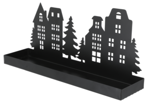 Ljusfat hus, svart metall