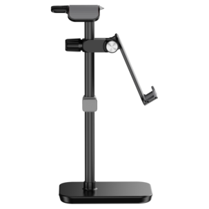 Exibel hörlursställ med justerbar mobilhållare