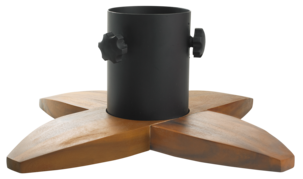 Julgransfot, acasiaträ/metall