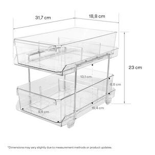Liten oppbevaringshylle med 2 skuffer, 23 x 31,7 x 18,8 cm